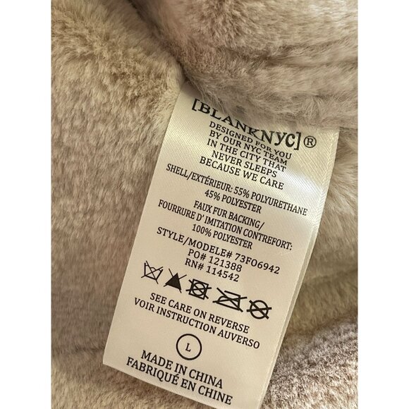 Blank NYC $188 Faux Fur Lined Beige Faux Leather Moto Jacket Sz Large NWT - Picture 9 of 9